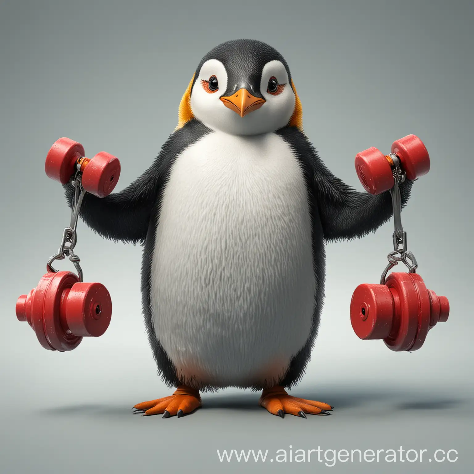 Penguin-Holding-Dumbbells-Adorable-Antarctic-Bird-Fitness