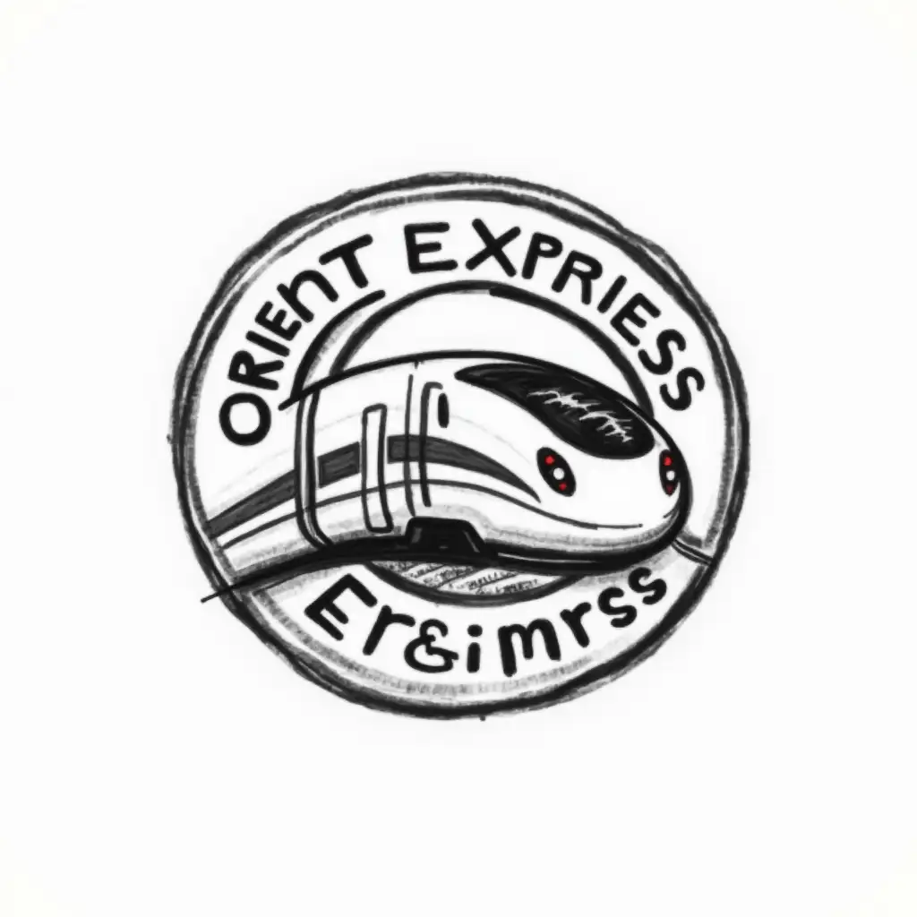 Modern Interpretation of the Orient Express Train Logo in Black and White