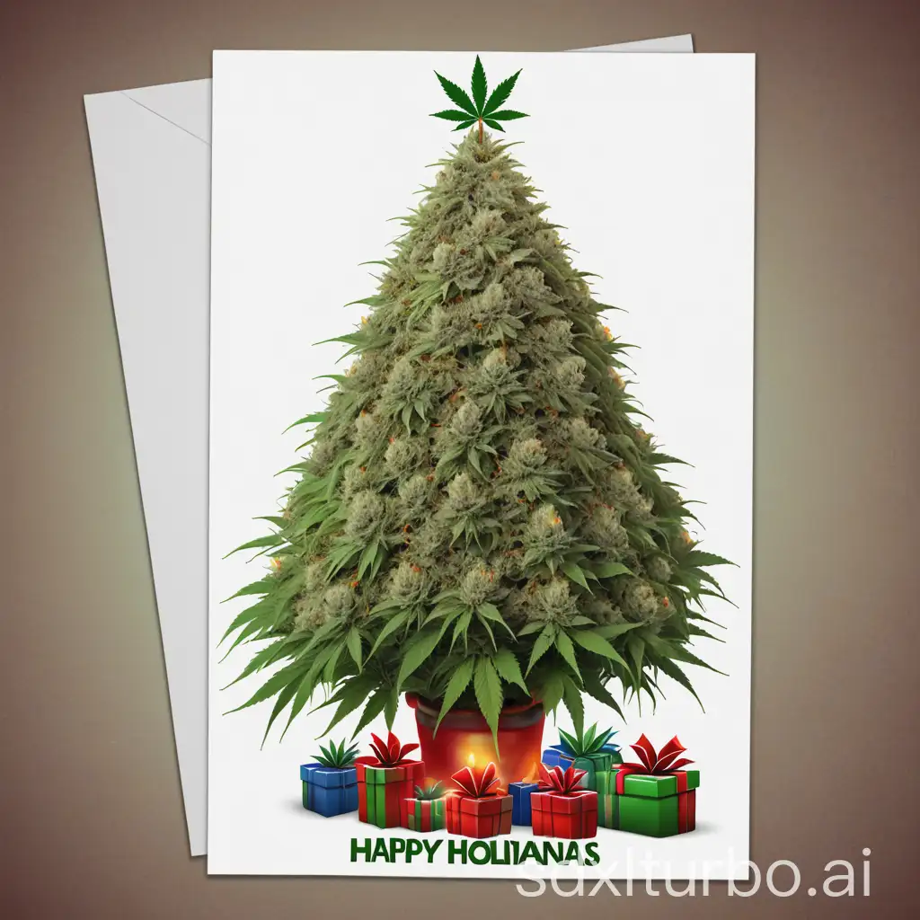 marijuana christmas tree, postcard Happy holidays from Sevikanna