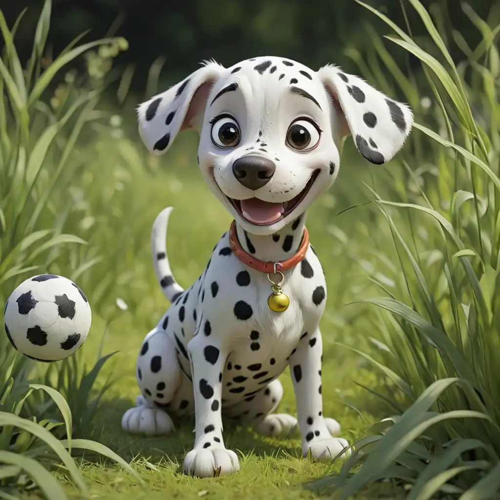 Whimsical Coloring Page Cute Dalmatian Playing with Ball