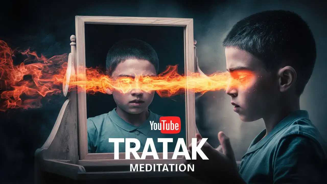 Boy Practicing Tratak Meditation with Fiery Eyes