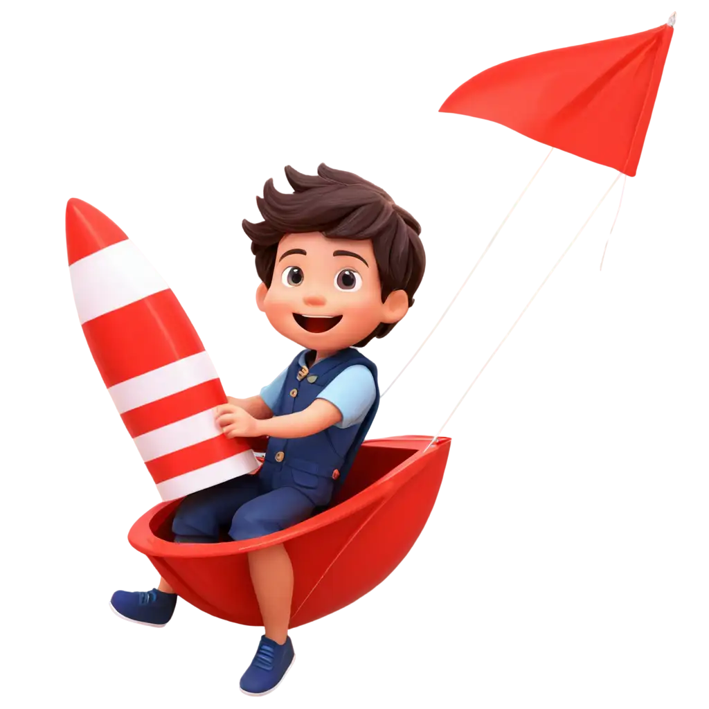 Exciting-PNG-Image-of-a-Boy-Sitting-in-a-Flying-Rocket-Waving-a-Red-Flag-Perfect-for-Your-Creative-Projects