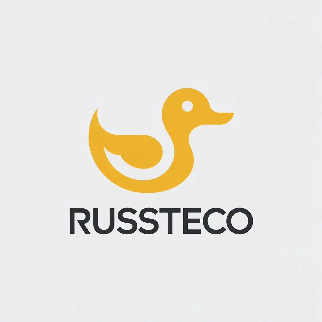 a vector logo design,with the text "russteco", main symbol:yellow duck,Minimalistic,be used in Technology industry,clear background