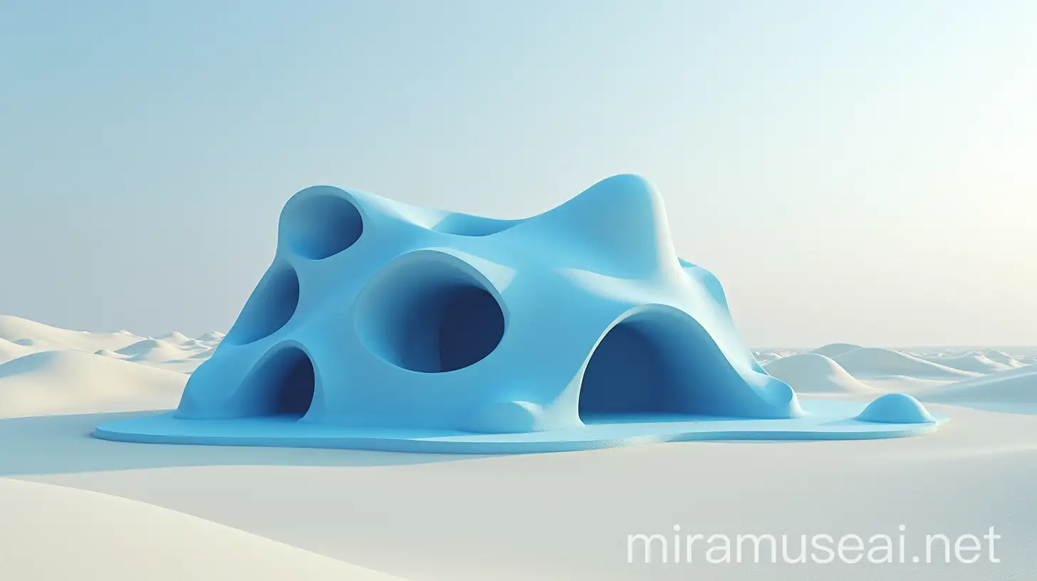 Futuristic Blue Island Inspired by Zaha Hadid at Burning Man