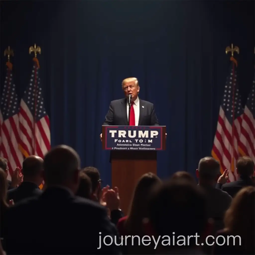 Donald-Trump-Praises-Huy-in-Large-Auditorium-with-American-Flag