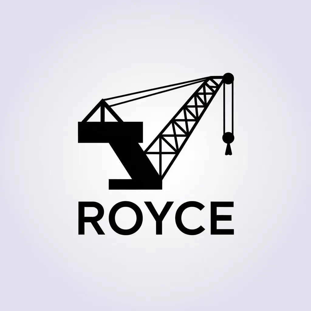 a vector logo design,with the text "Royce", main symbol:crane,Minimalistic,be used in Internet industry,clear background