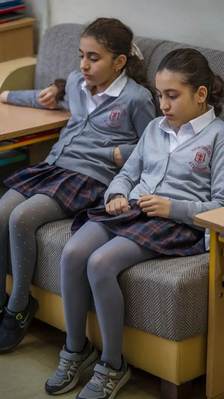 14YearOld-Turkish-Schoolgirls-Resting-on-Sofa-in-School-Uniform