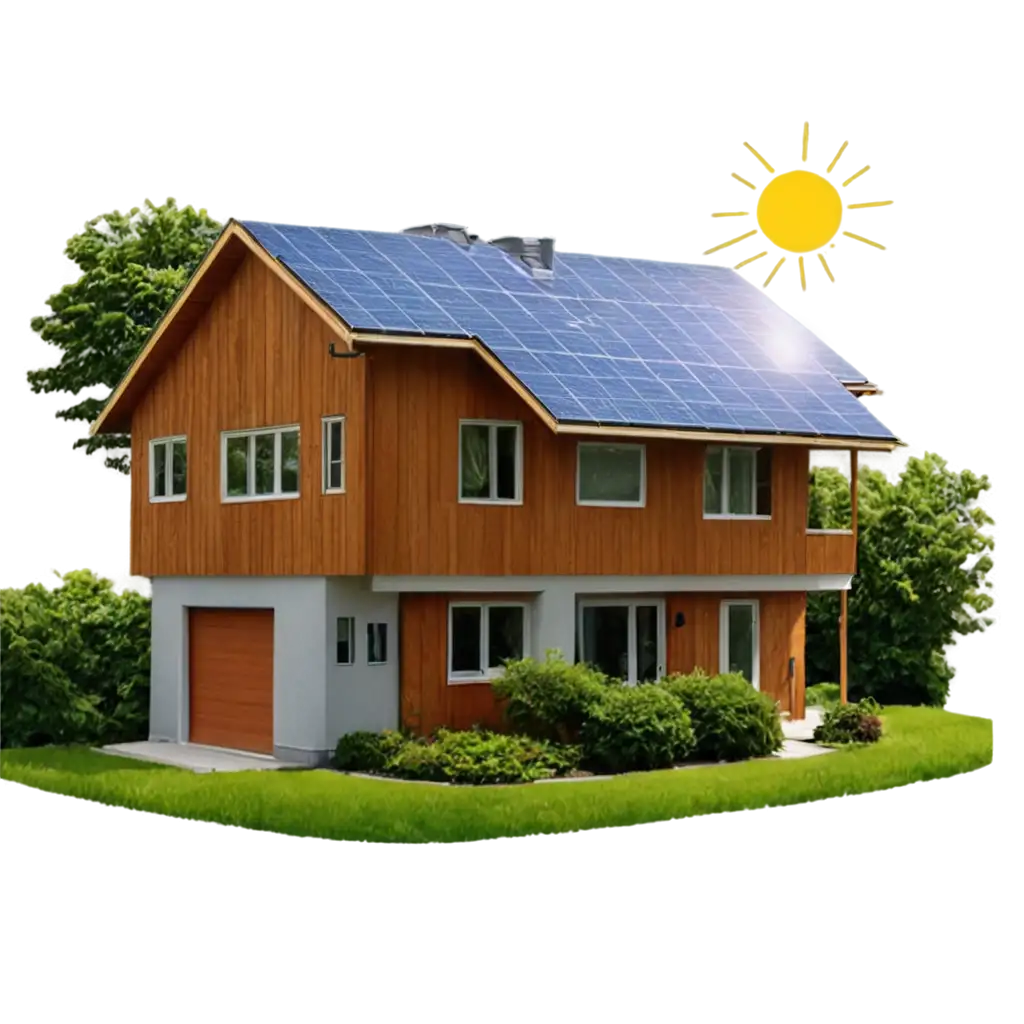 Energy-Produced-from-Sun-with-Solar-Panel-Installed-at-Residential-Home-PNG-Image-Harnessing-Solar-Power-for-Electric-Equipment