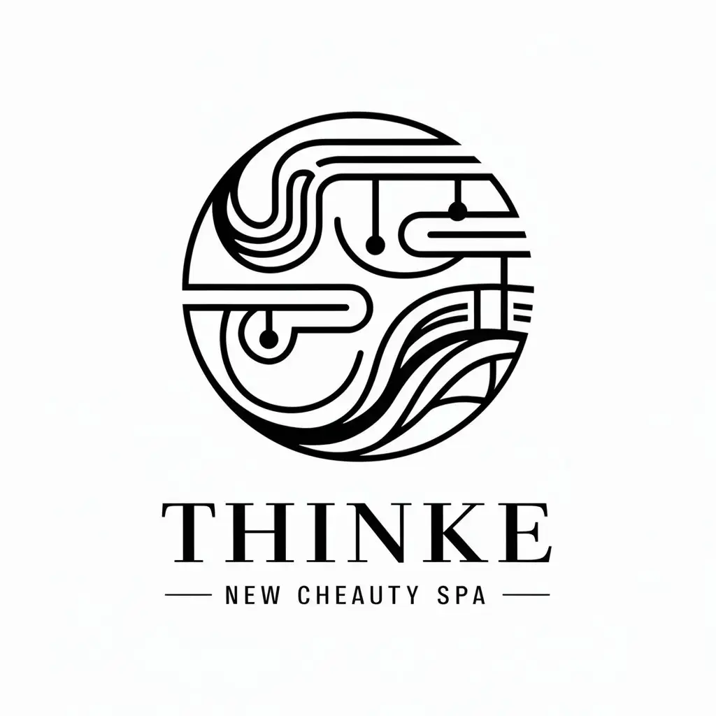 a vector logo design,with the text "thinke", main symbol:Ink painting, new Chinese style,complex,be used in Beauty Spa industry,clear background