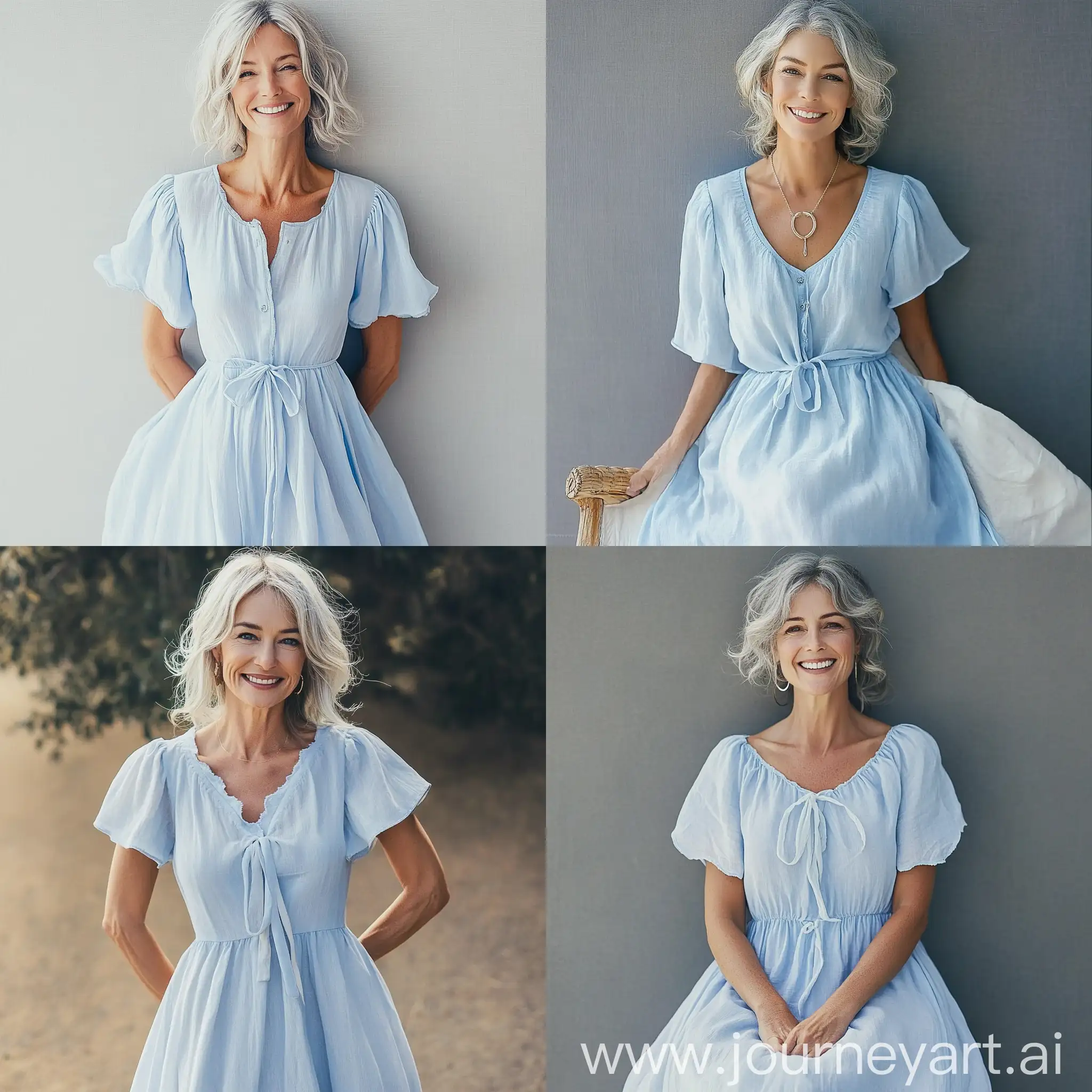 Smiling-Australian-Model-in-Light-Blue-Spring-Dress