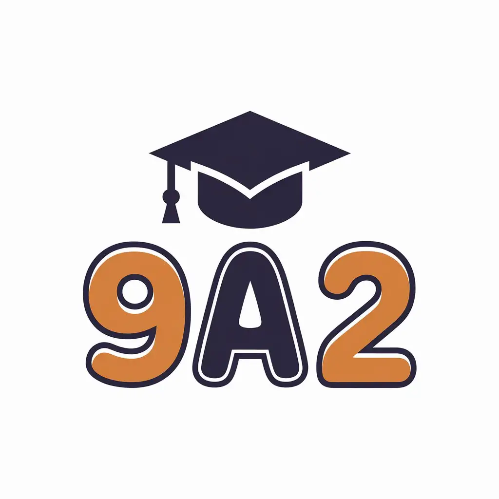 a vector logo design,with the text "9A2", main symbol:round, student,Moderate,be used in Education industry,clear background