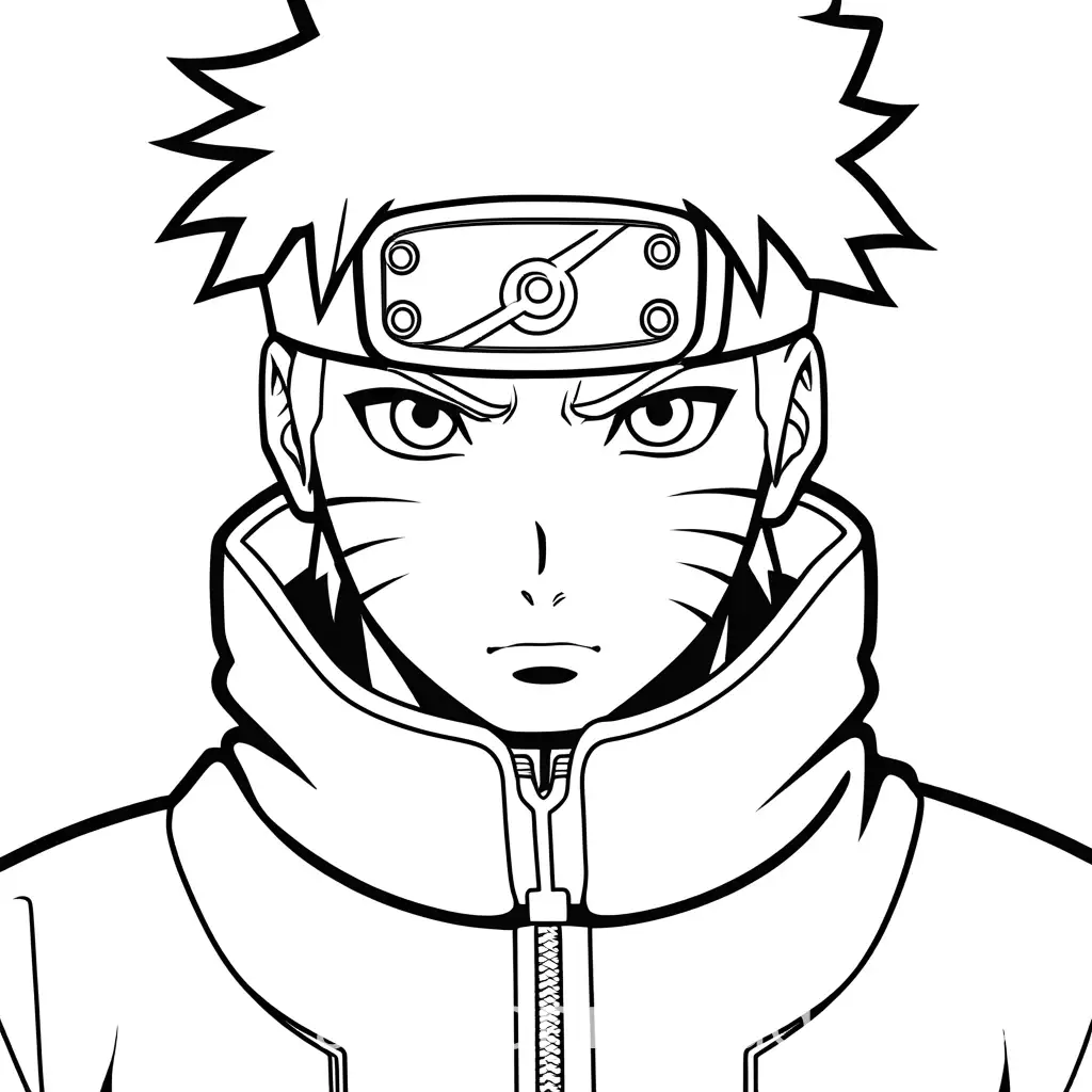 naruto, Coloring Page, black and white, line art, white background, Simplicity, Ample White Space. The background of the coloring page is plain white to make it easy for young children to color within the lines. The outlines of all the subjects are easy to distinguish, making it simple for kids to color without too much difficulty