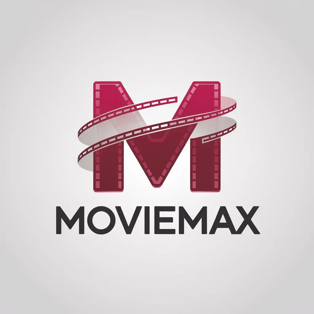 LOGO Design for MovieMax Red Gradient M Symbol with Movie Theme