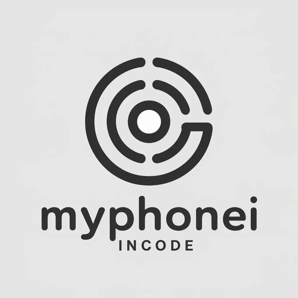 a vector logo design,with the text "MYPHONEINCODE", main symbol:circles,Moderate,be used in software industry,clear background