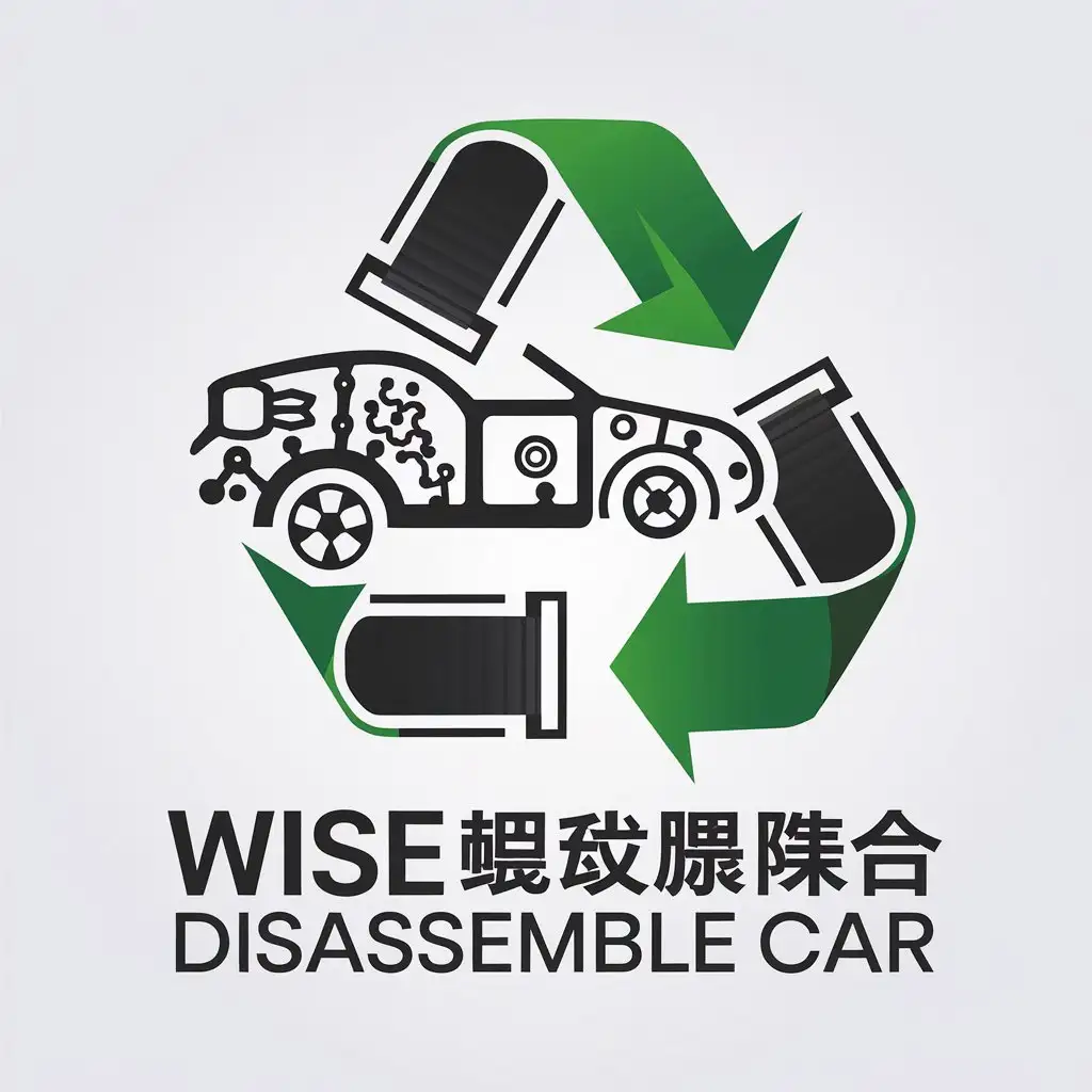 LOGO Design for Wise Disassemble Car Vector Design with Car Parts Disassembly Recycling Theme for Tech Industry