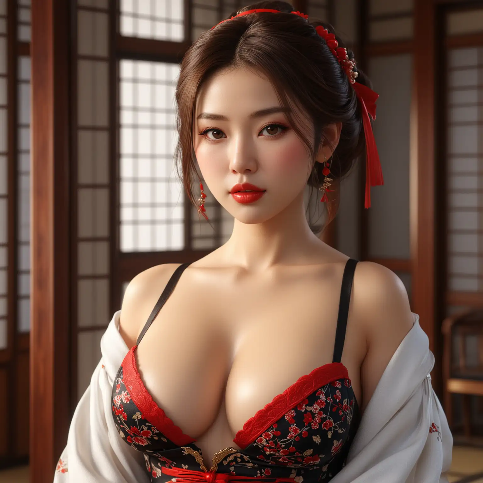 Photorealistic-Japanese-Beauty-in-a-Luxury-Hall-with-Red-Lips-and-Stunning-Detail