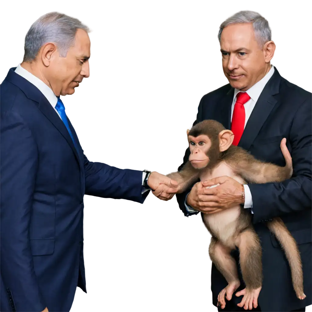 Netanyahu-and-His-Monkey-PNG-Image-Creative-Concept-for-Visual-Representation