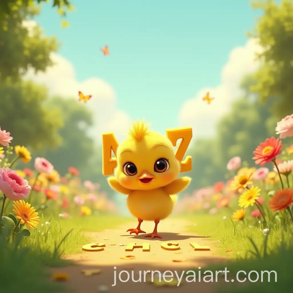 ChAI-Art-Prompt-Expansionick-Ciko-Walking-Through-a-Bright-Garden-with-Alphabet-Letters