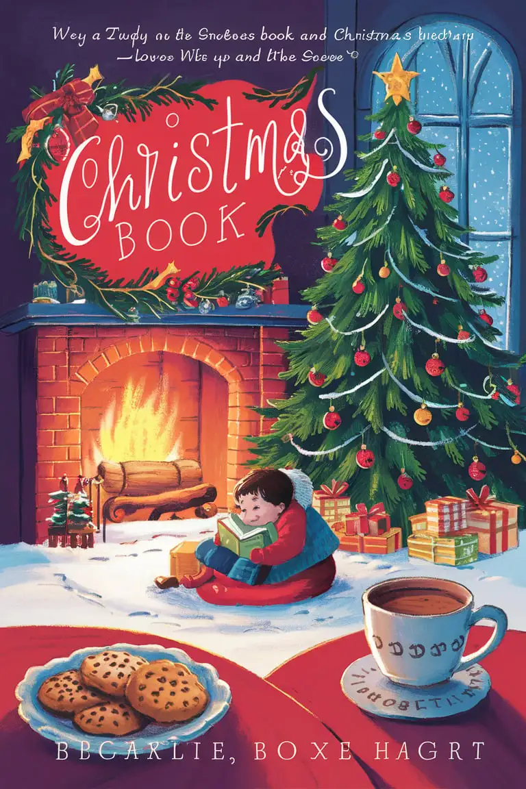 Festive Christmas Book Cover Featuring a Cozy Winter Scene