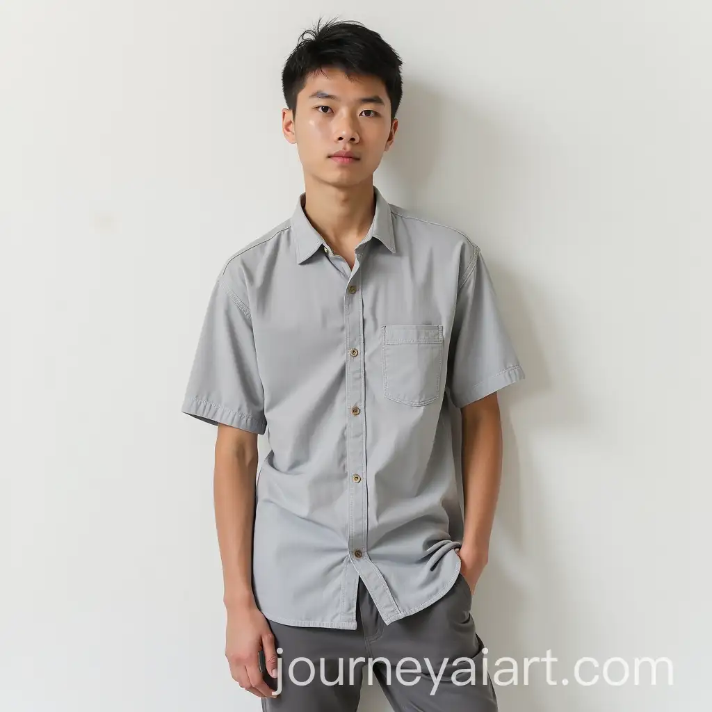 Stylish-Cotton-Half-Sleeve-Shirts-with-Left-Chest-Pocket-and-Grey-Cotton-Pants-Outfit