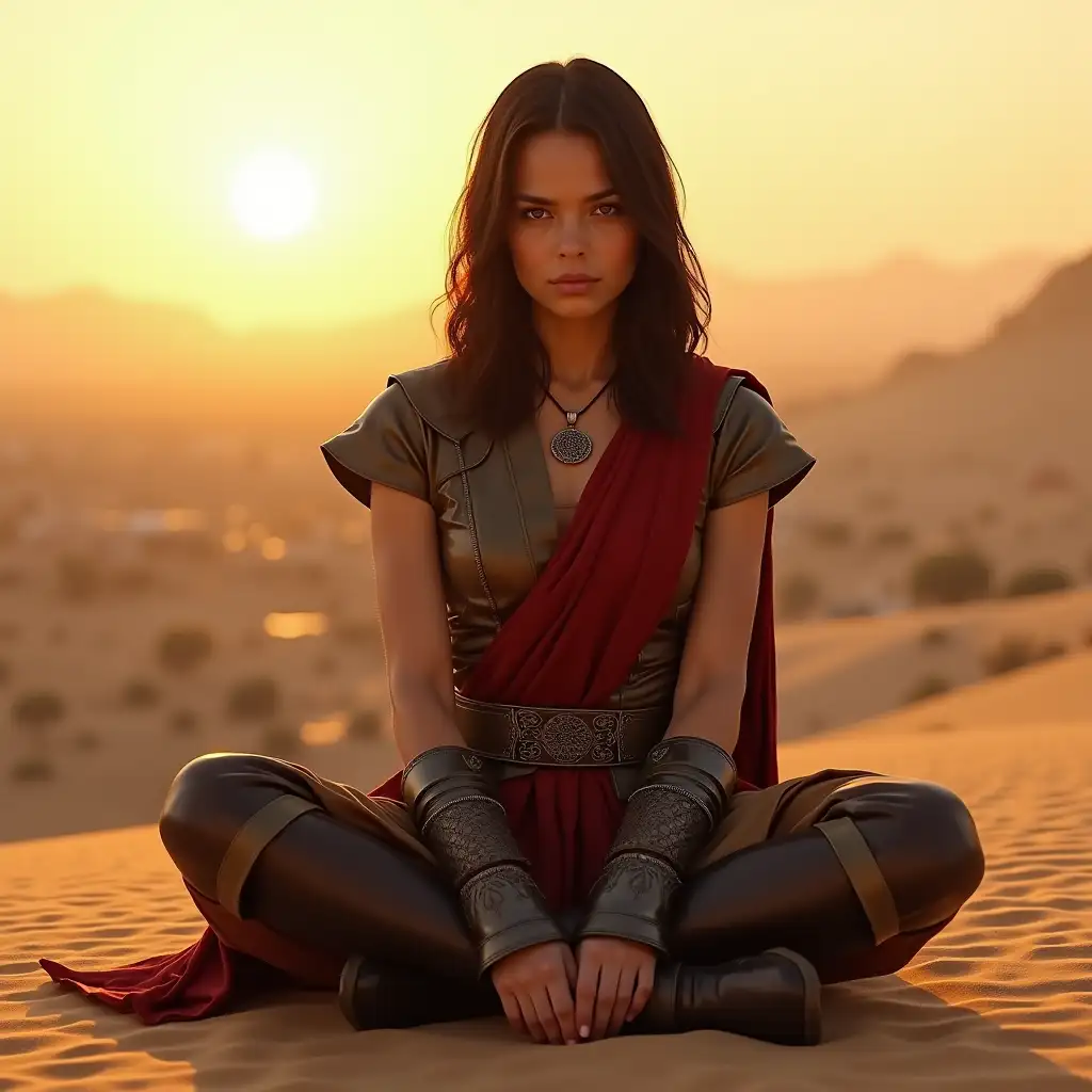 Dafne-Keen-as-Female-Dastan-from-Prince-of-Persia-in-Desert-at-Sunset