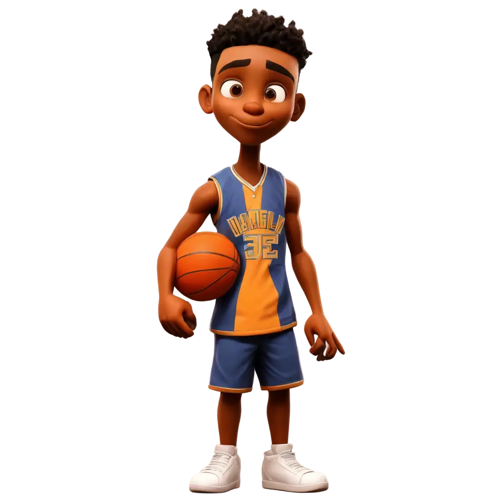 Young black urban baskball player comic book style