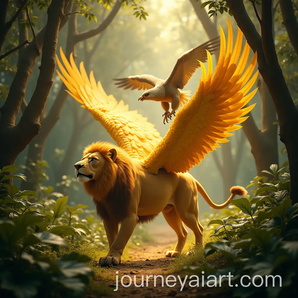 Lion-and-Eagle-Collide-to-Create-Asensor-in-a-Mystical-Jungle