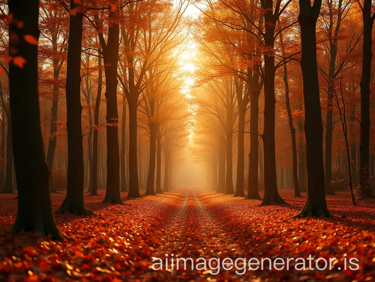 A forest in autumn displaying political campaign, a lot of orange.