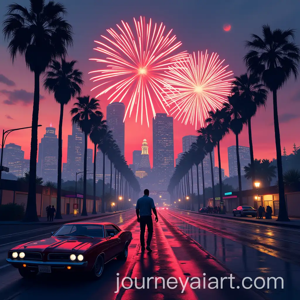 Vibrant-Los-Angeles-Skyline-with-Fireworks-in-GTA-5-Style