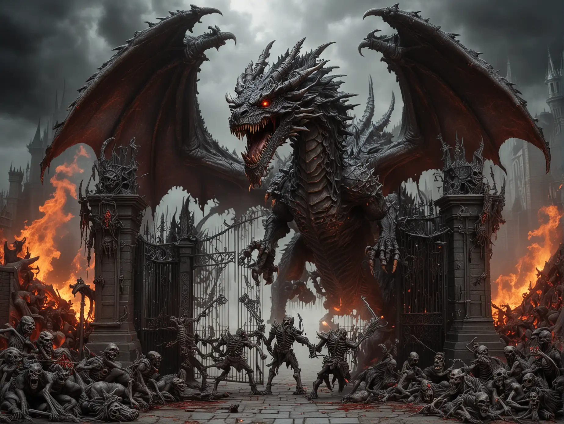 Epic-Undead-Dragon-Guarding-Hell-Gates-with-Skeleton-Army-and-Fire