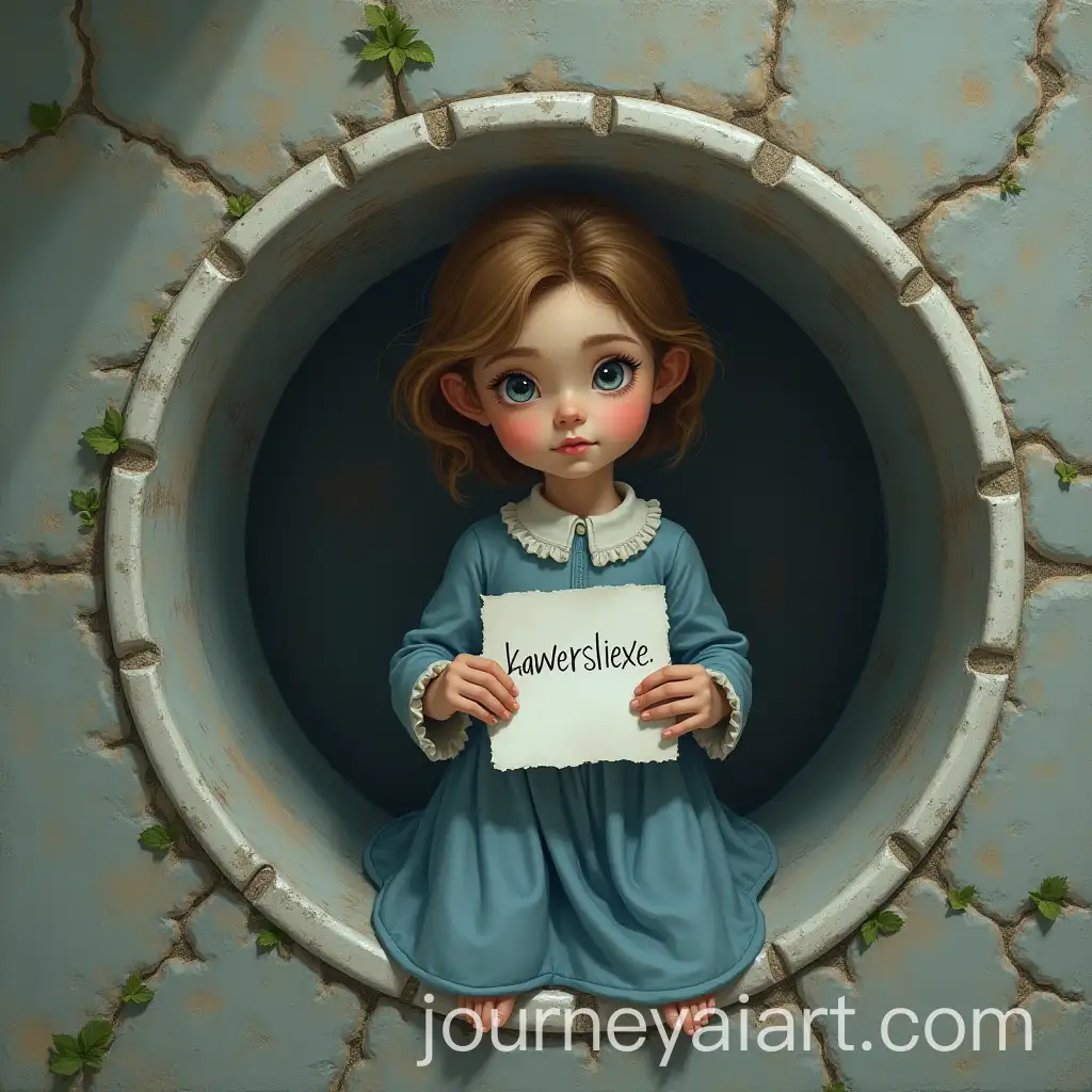 Shy-Girl-Holding-Paper-Near-RealAI-Image-Prompt-Expansionistic-Drain-with-Kawersliexe-Written
