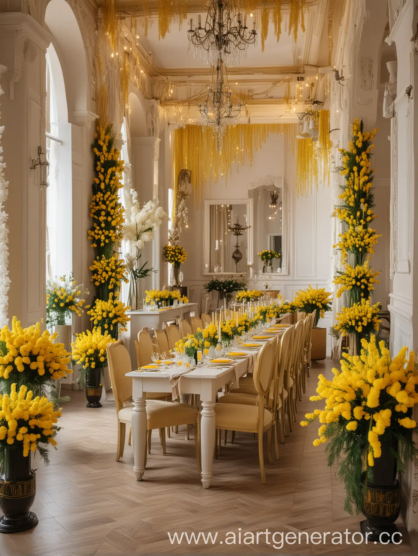 Luxurious-Hall-Decorated-with-Mimosas-and-Elegant-Gift-Displays