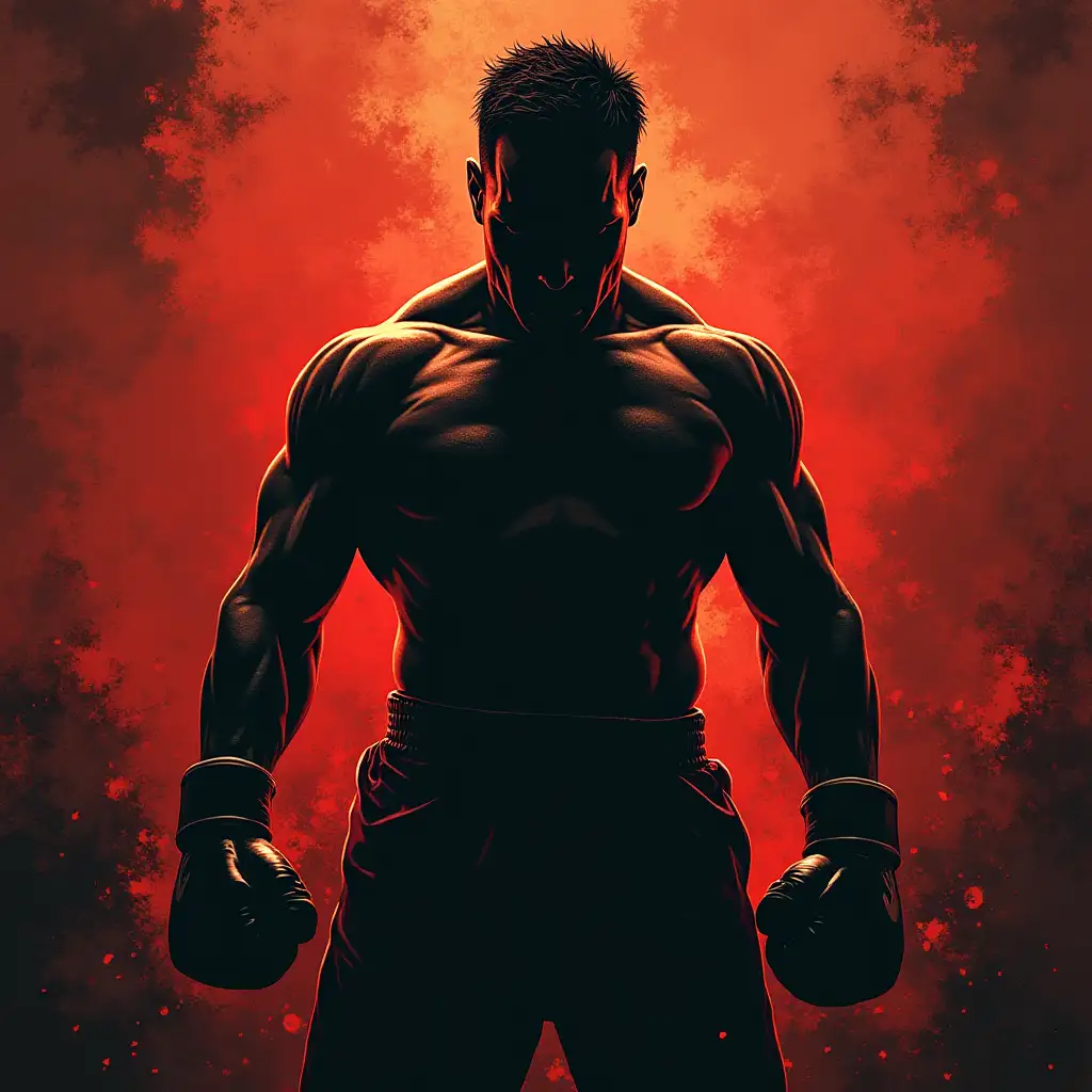 Silhouette-of-Boxer-in-Strong-ActionPacked-Pose-with-Gritty-Determination