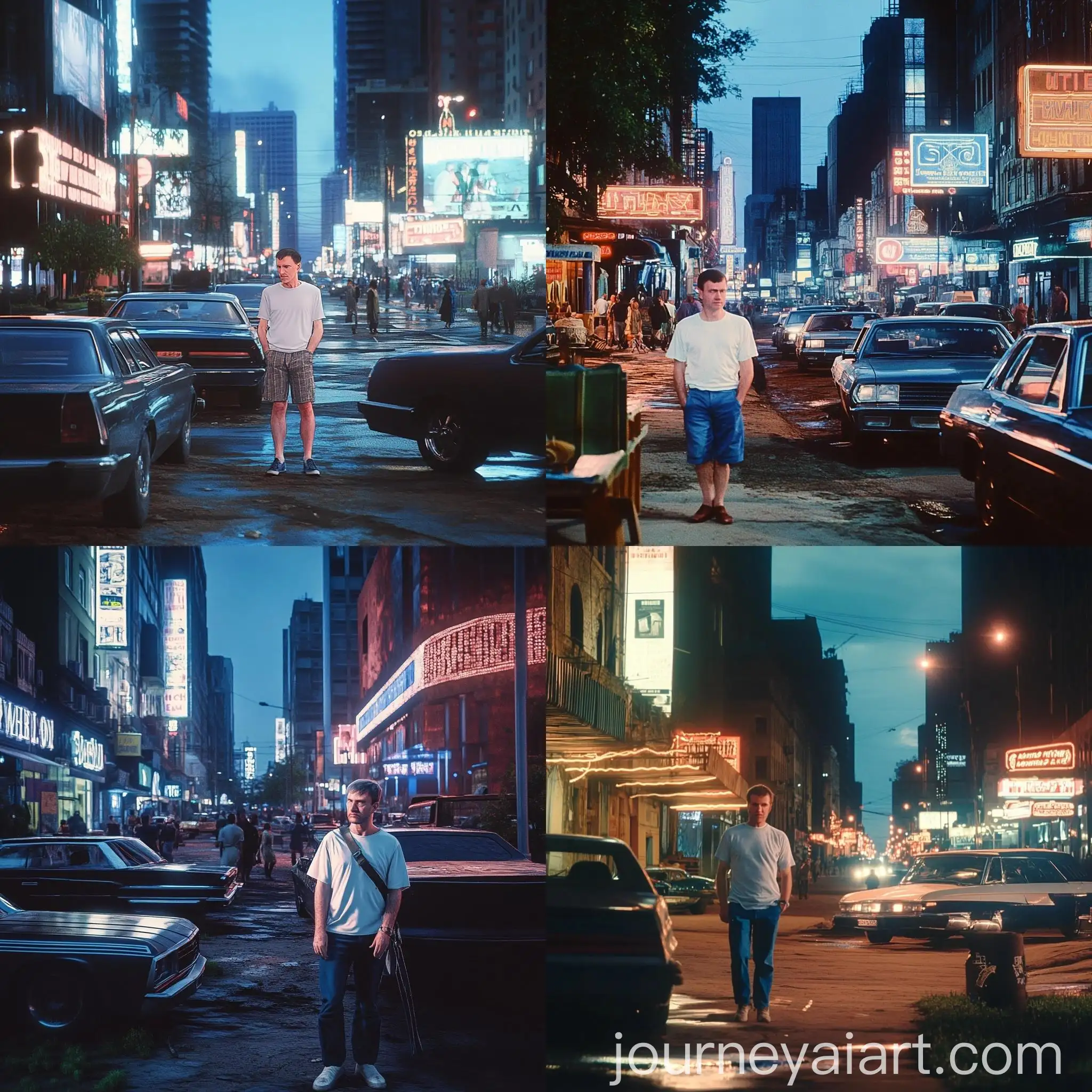 Urban-Street-Scene-New-York-1980s-with-Neon-Signs-and-Vintage-Cars