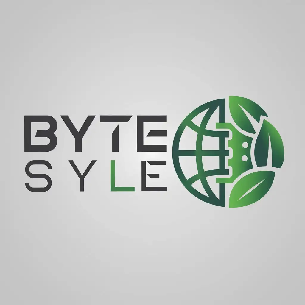 LOGO Design for Byte Style Technology World Innovation Ecology with Green Theme