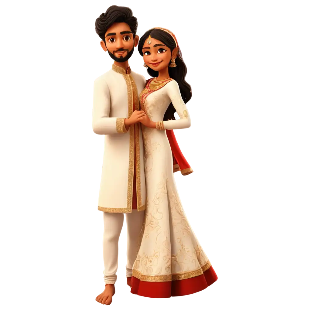 Bengali-Cartoon-Bride-and-Groom-PNG-Capturing-the-Essence-of-Traditional-Bengali-Weddings