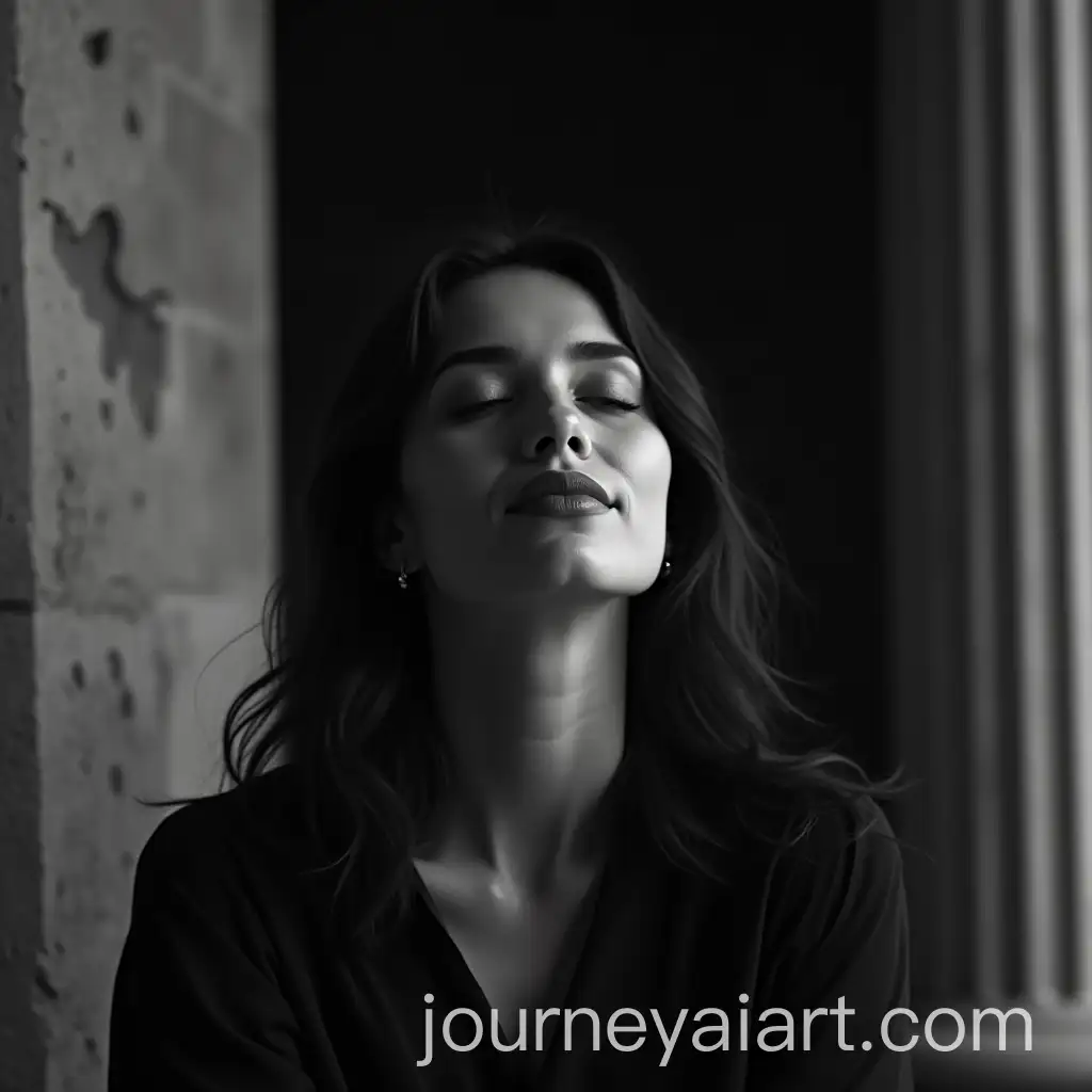 Beautiful-Woman-with-a-Mysterious-Smile-in-a-Greek-Temple