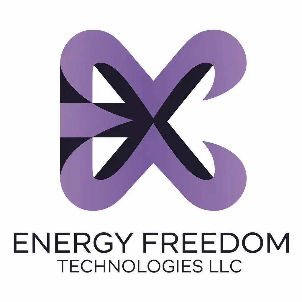 LOGO Design For Energy Freedom Technologies LLC Playful Violet X Symbolizing Energy Healing and Consciousness Expansion