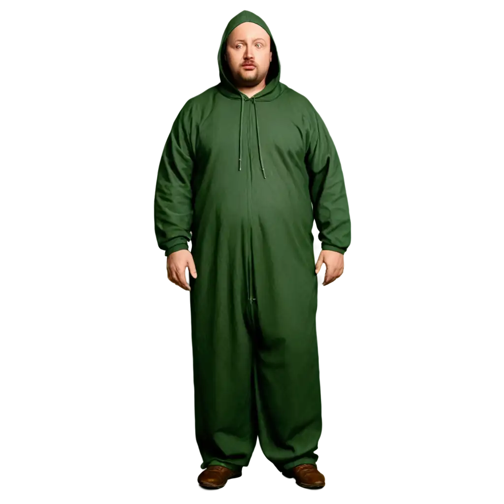 Chubby-Bald-Man-Named-O-in-Green-Jumpsuit-with-Hood-PNG-Image-England-1250-Style