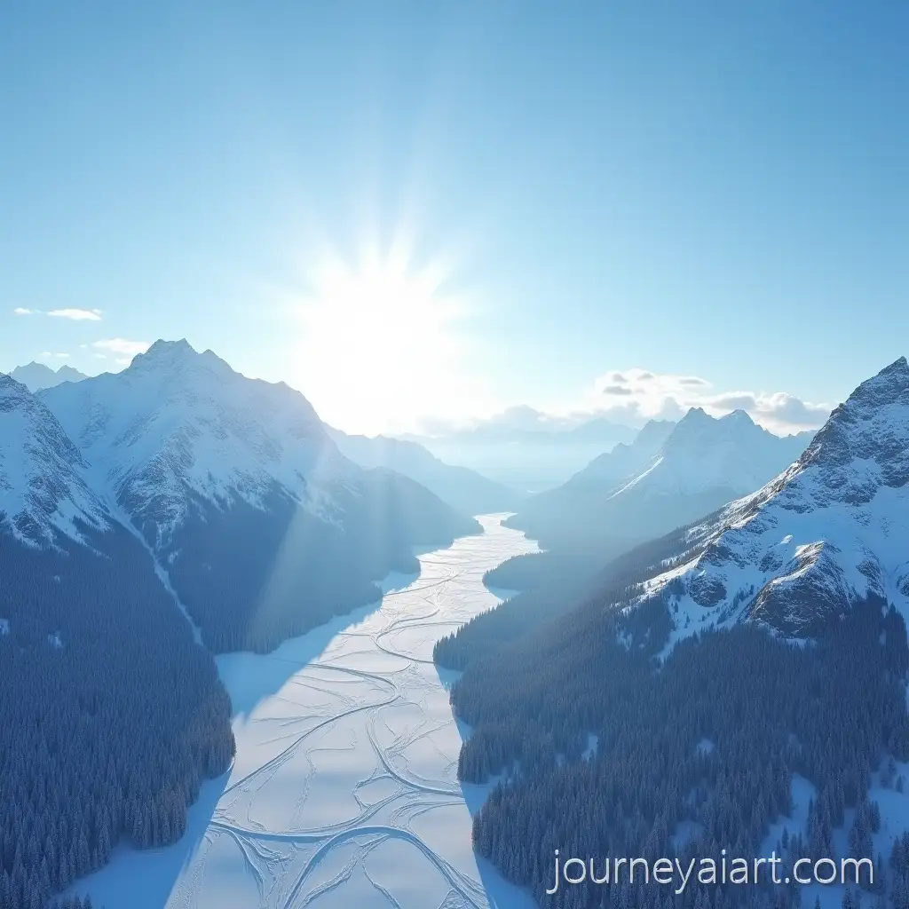 Helicopter-Flight-Over-SnowCovered-Bavarian-Alps-with-Clear-Blue-Sky