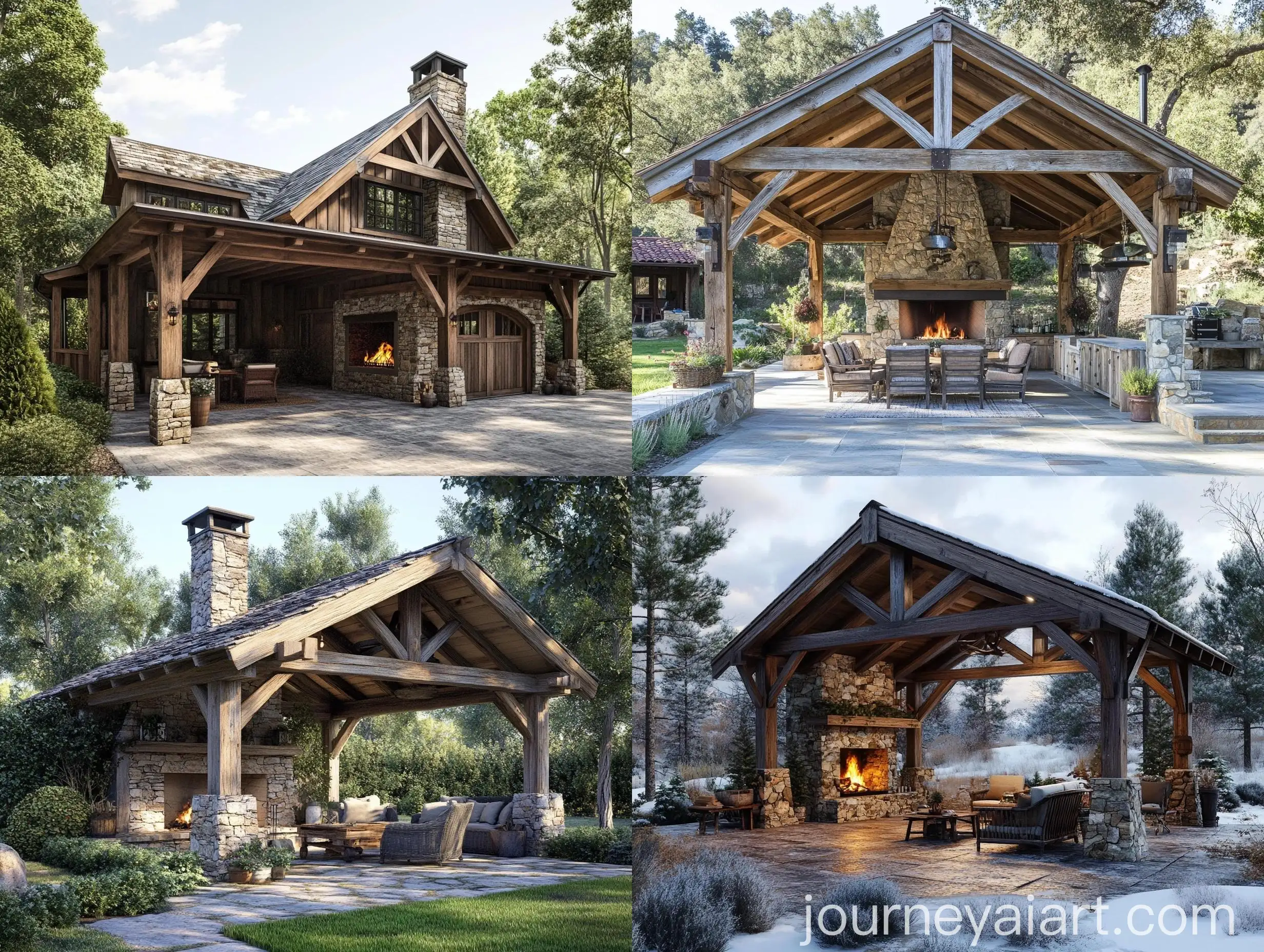 Rustic-Carport-with-Cozy-Fireplace-and-Natural-Materials