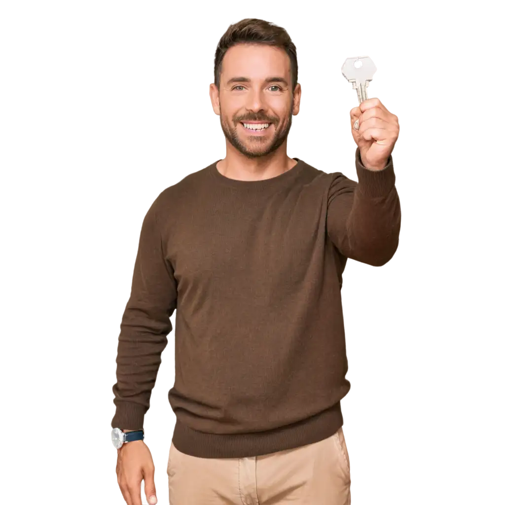 Happy-Man-in-Casual-Clothes-Holding-House-Key-PNG-Image