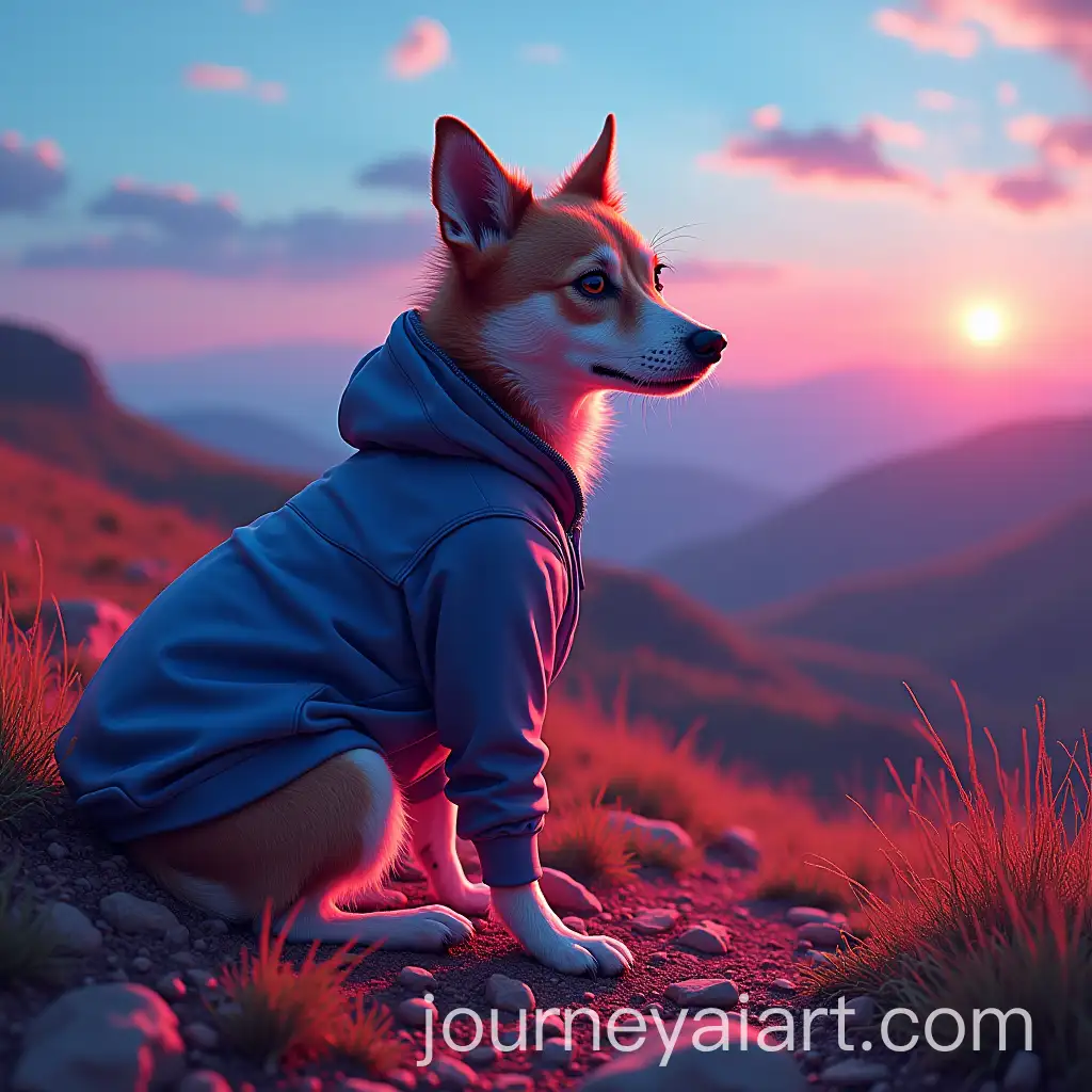 Dog-in-Neon-Tracksuit-Amid-Hills-and-Valleys