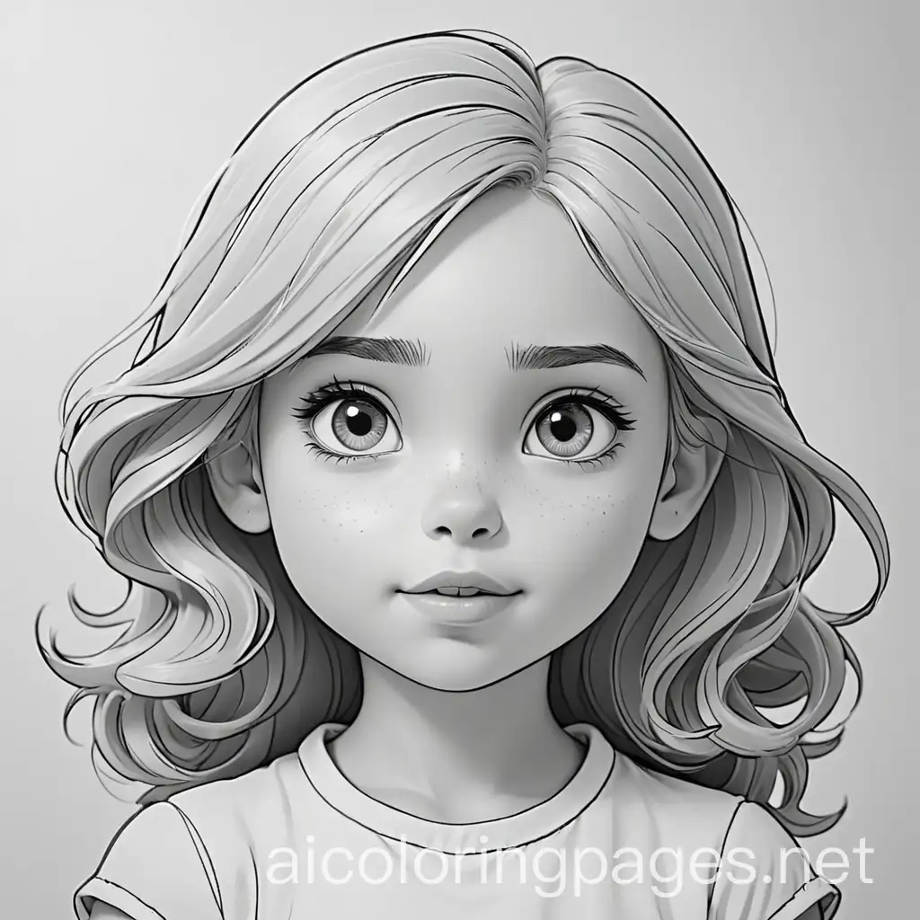 Little-Girl-Coloring-Page-Black-and-White-Line-Art