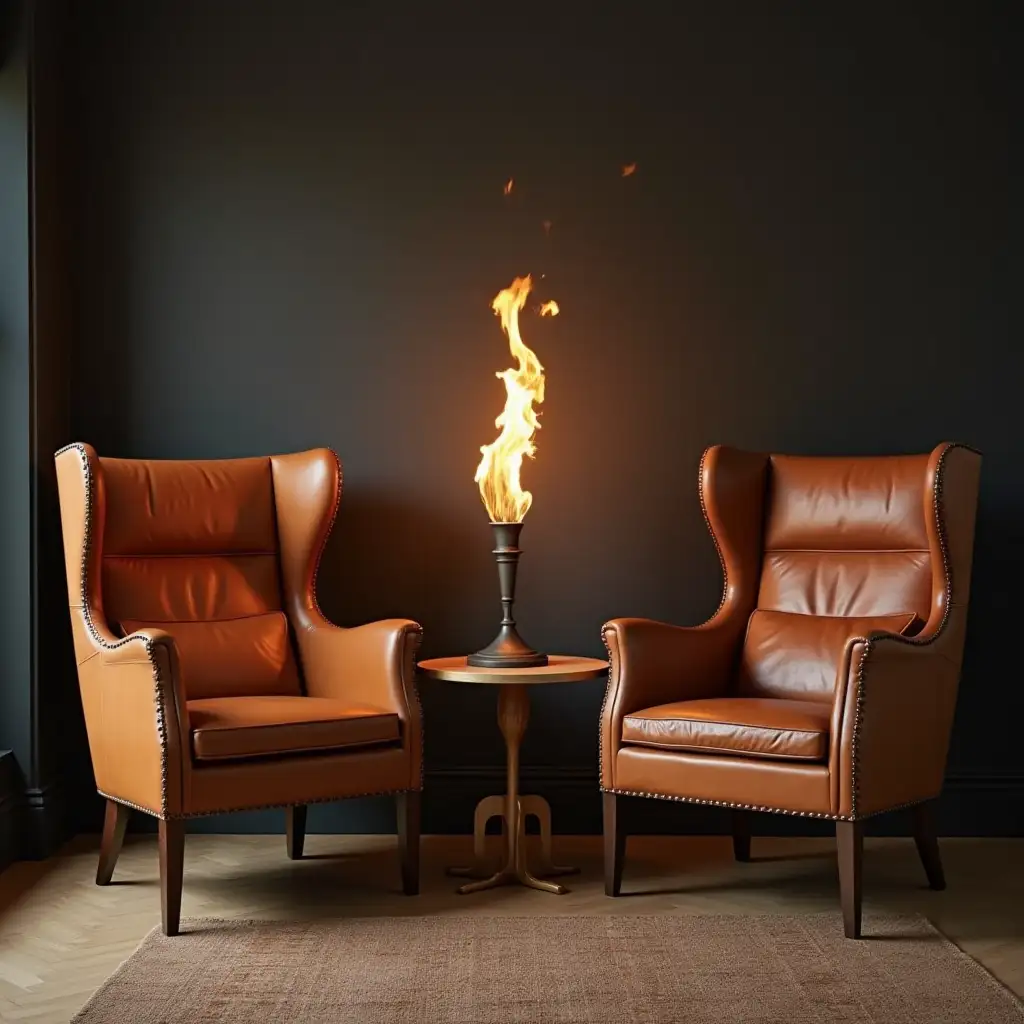 Stylish-Interior-with-Leather-Chairs-and-Wooden-Magazine-Table