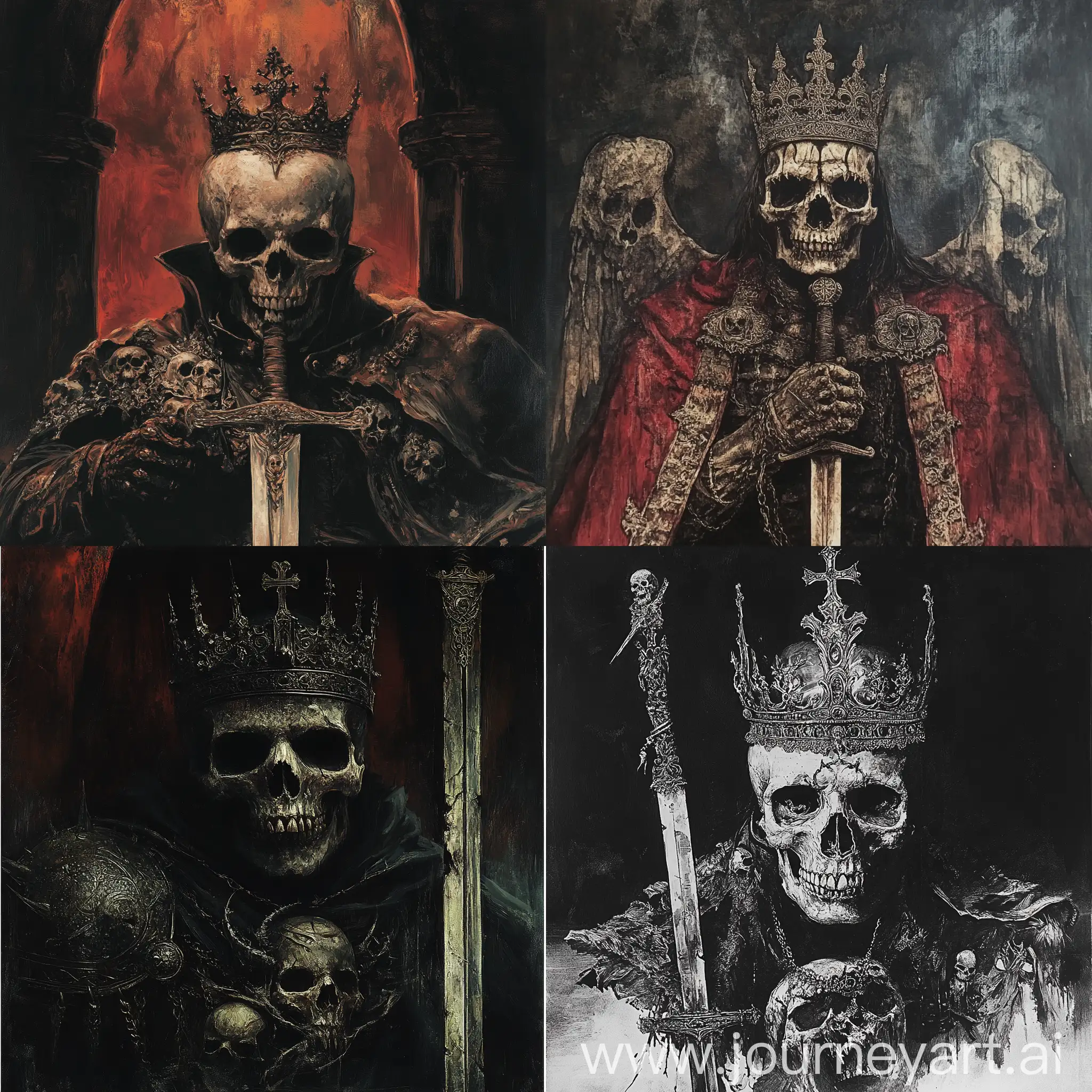 Skull-with-Crown-and-Sword-Dark-Metal-Art