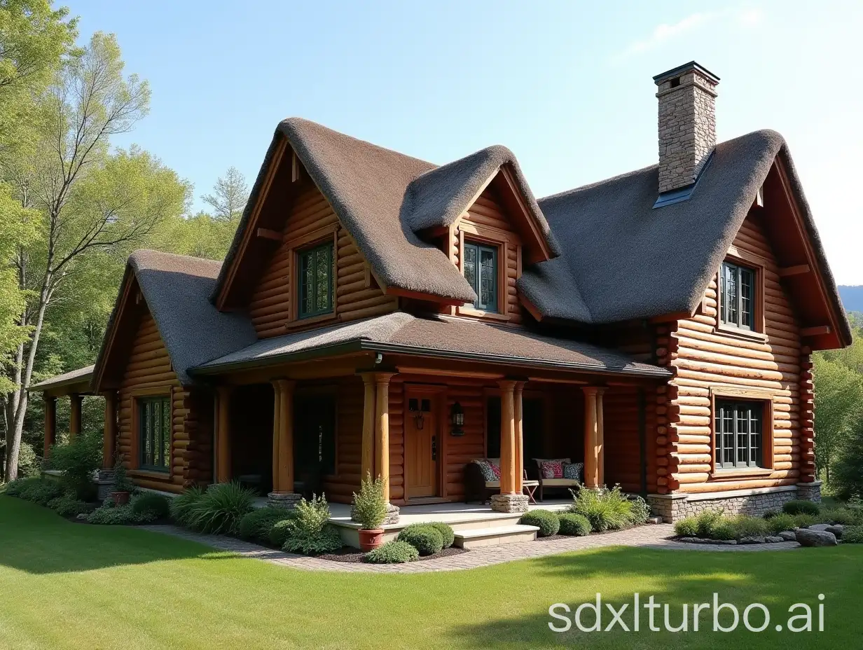 Palladian-Classical-Architecture-Style-Home-with-Log-Siding-and-Mansard-Roof