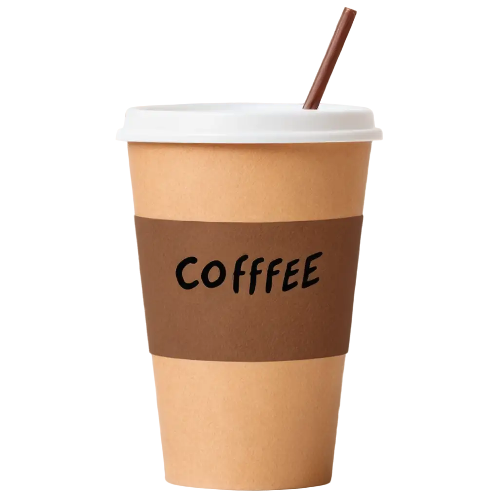 2D-Coffee-Paper-Cup-PNG-Image-with-Brown-Color-and-White-Text-for-Creative-and-Commercial-Use