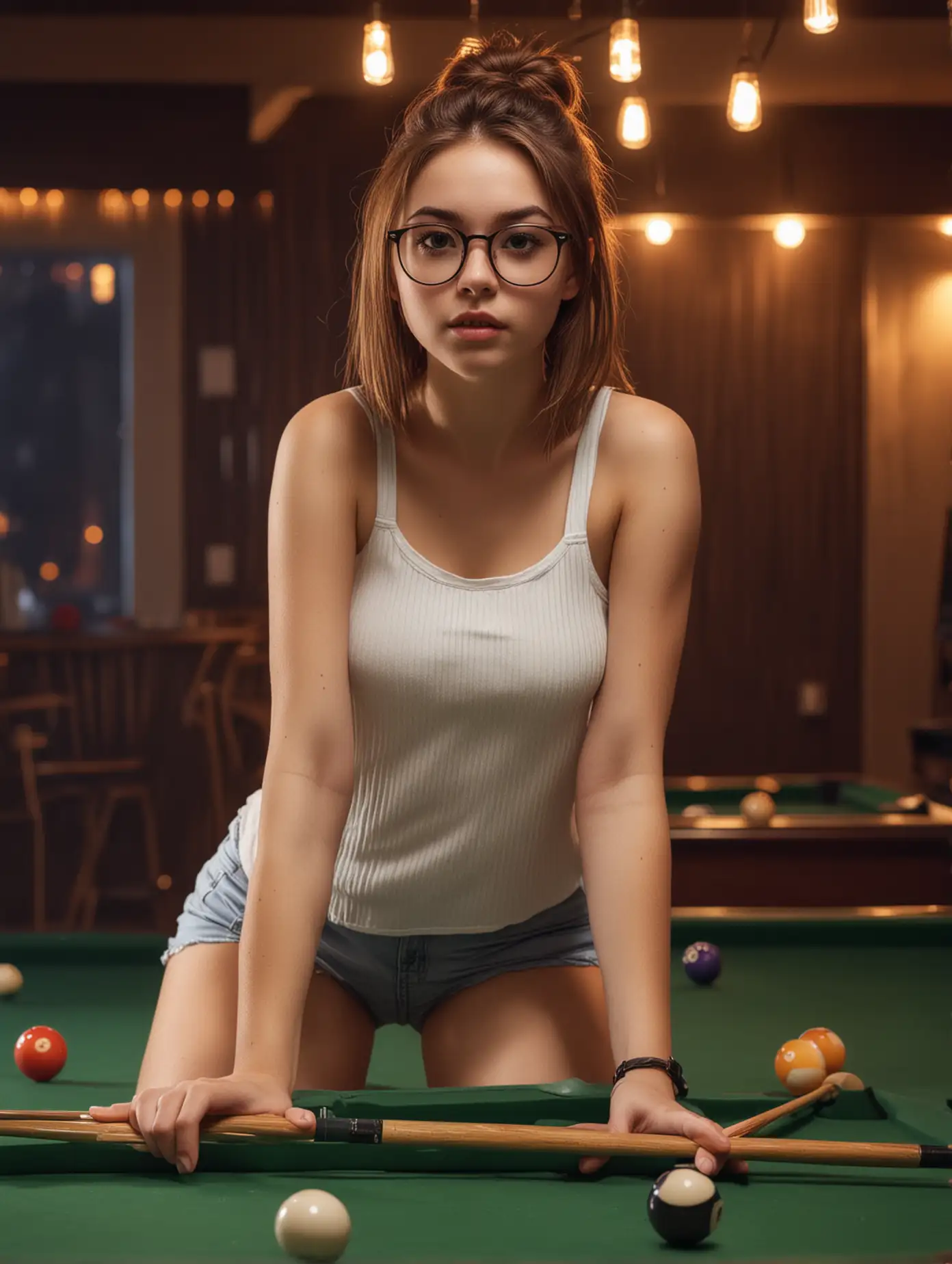 Teenage-Girl-Playing-Pool-in-a-Cinematic-Club-Atmosphere