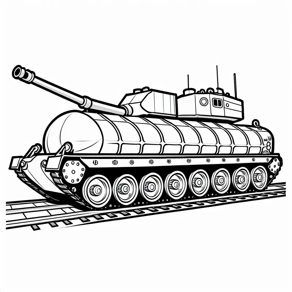 Childrens-Coloring-Page-Featuring-an-Army-Tanker-with-Caterpillar-Tracks